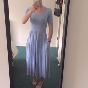 Cute summer long blue dress with pockets